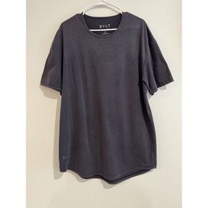 BYLT Snow Wash Drop Cut SS Mens XL Navy Blue Curved Hem Tee